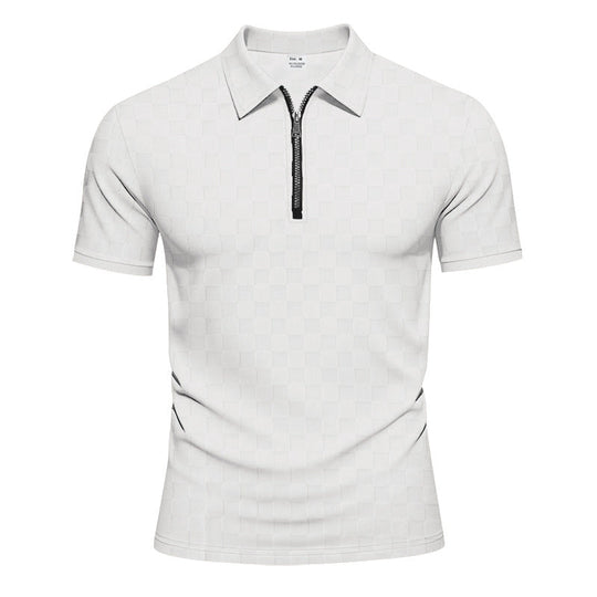 Herren nan kurzes Halbzip-Poloshirt aus strukturierter Waffelpiqué mit Hemdkragen und figurbetonter Passform Nord Taschen