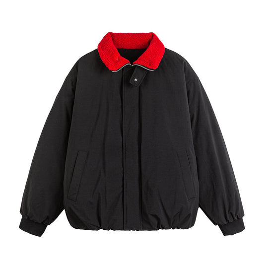 Unisex Kurz geschnittene Boxy‑Bomberjacke mit Teddy‑Umlegekragen und verdeckter Front Nord Taschen