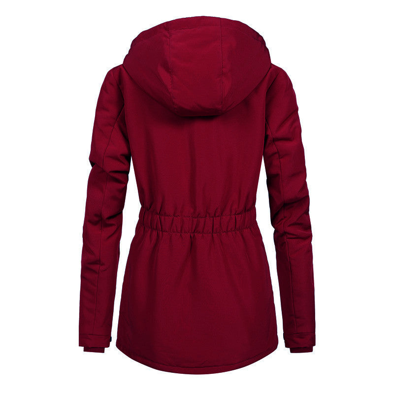 Damen Wasserabweisender Parka mit Teddyfutter, Kapuze und tailliertem Schnitt Nord Taschen