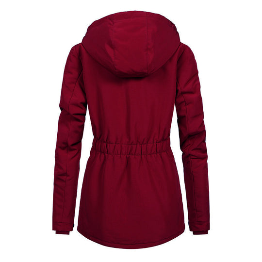 Damen Wasserabweisender Parka mit Teddyfutter, Kapuze und tailliertem Schnitt Nord Taschen