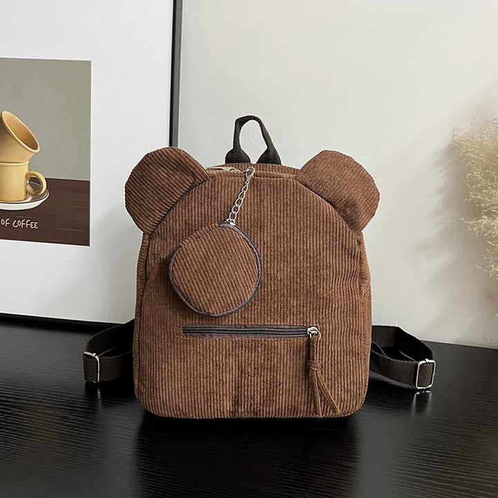 Damen verspielter Cord-Rucksack mit Tierohren Nord Taschen