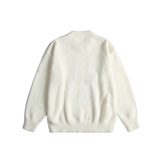 Damen Weicher Pullover mit verspielter Katzenstickerei und leichtem Stehkragen Nord Taschen