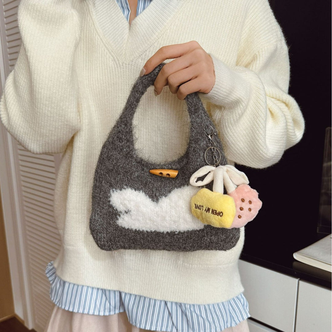 Damen Filz Handtasche mit stilvollem Anhänger Nord Taschen