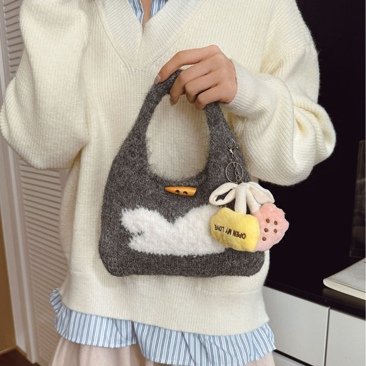 Damen Filz Handtasche mit stilvollem Anhänger Nord Taschen