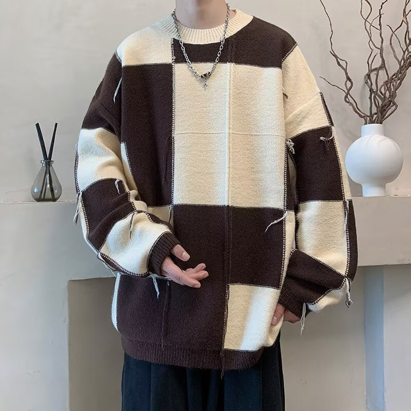 Herren Grobstrick Pullover Nord Taschen