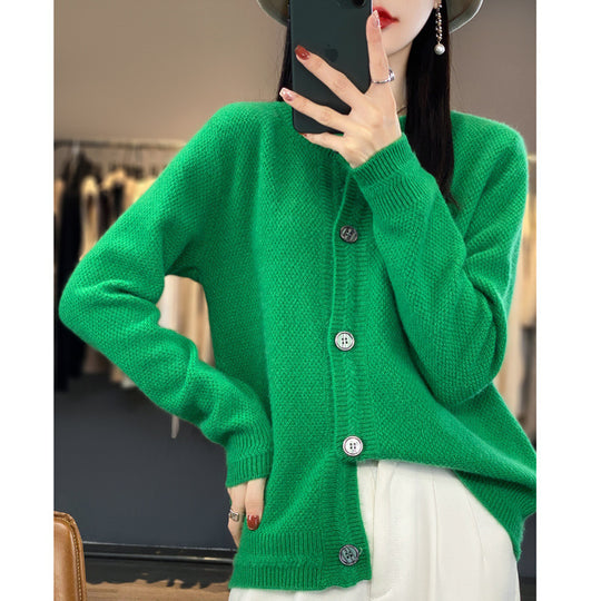 Damen Strukturierter Feinstrick-Cardigan mit kaschmirähnlicher Haptik, durchgehender Knopfleiste und kastiger Oversize‑Passform Nord Taschen
