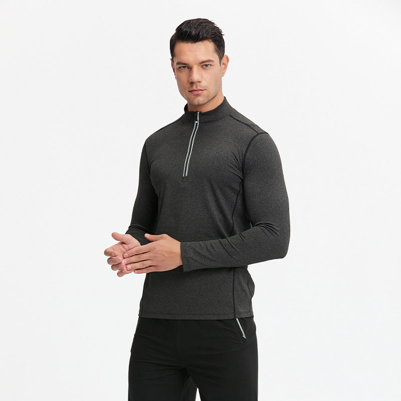 Herren Langarm-Trainingsshirt mit Halb-Reißverschluss und atmungsaktivem Funktionsmaterial Nord Taschen