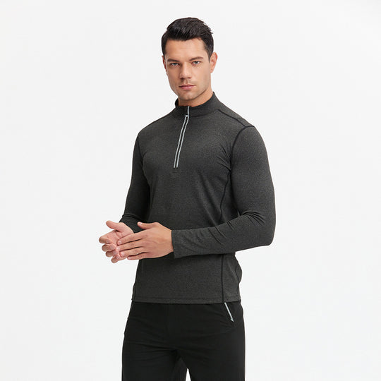 Herren Langarm-Trainingsshirt mit Halb-Reißverschluss und atmungsaktivem Funktionsmaterial Nord Taschen