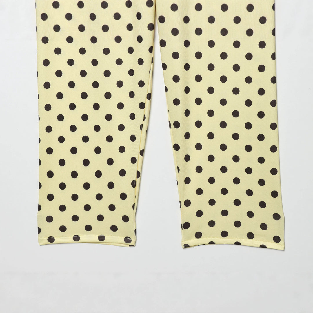 Damen Hochtaillierte Gepunktete Leggings aus Stretchjersey Nord Taschen