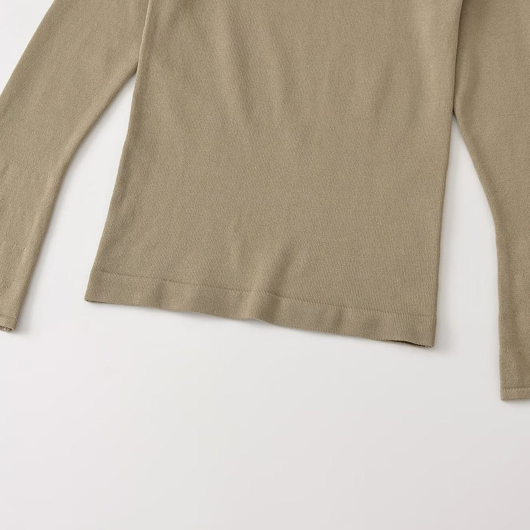 Damen Feinstrick-Longsleeve mit Henley-Knopfleiste und ausgestellten Trompetenärmeln Nord Taschen