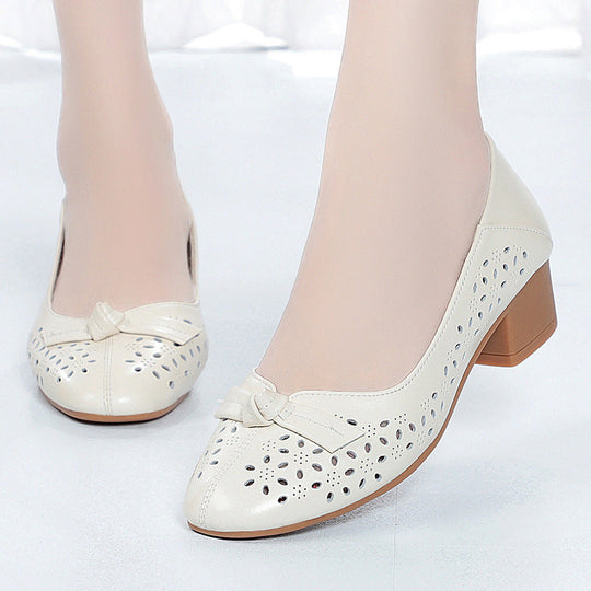 Damen Elegante und luftige Ballerinas mit modischem Lochdesign und komfortablem Absatz