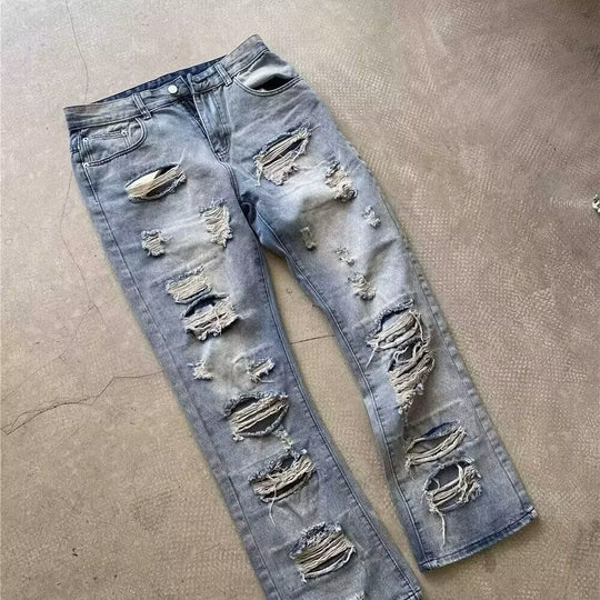Herren Extraweite Ripped Baggy-Jeans mit tiefem Schritt und ausgeprägten Destroyed-Details Nord Taschen