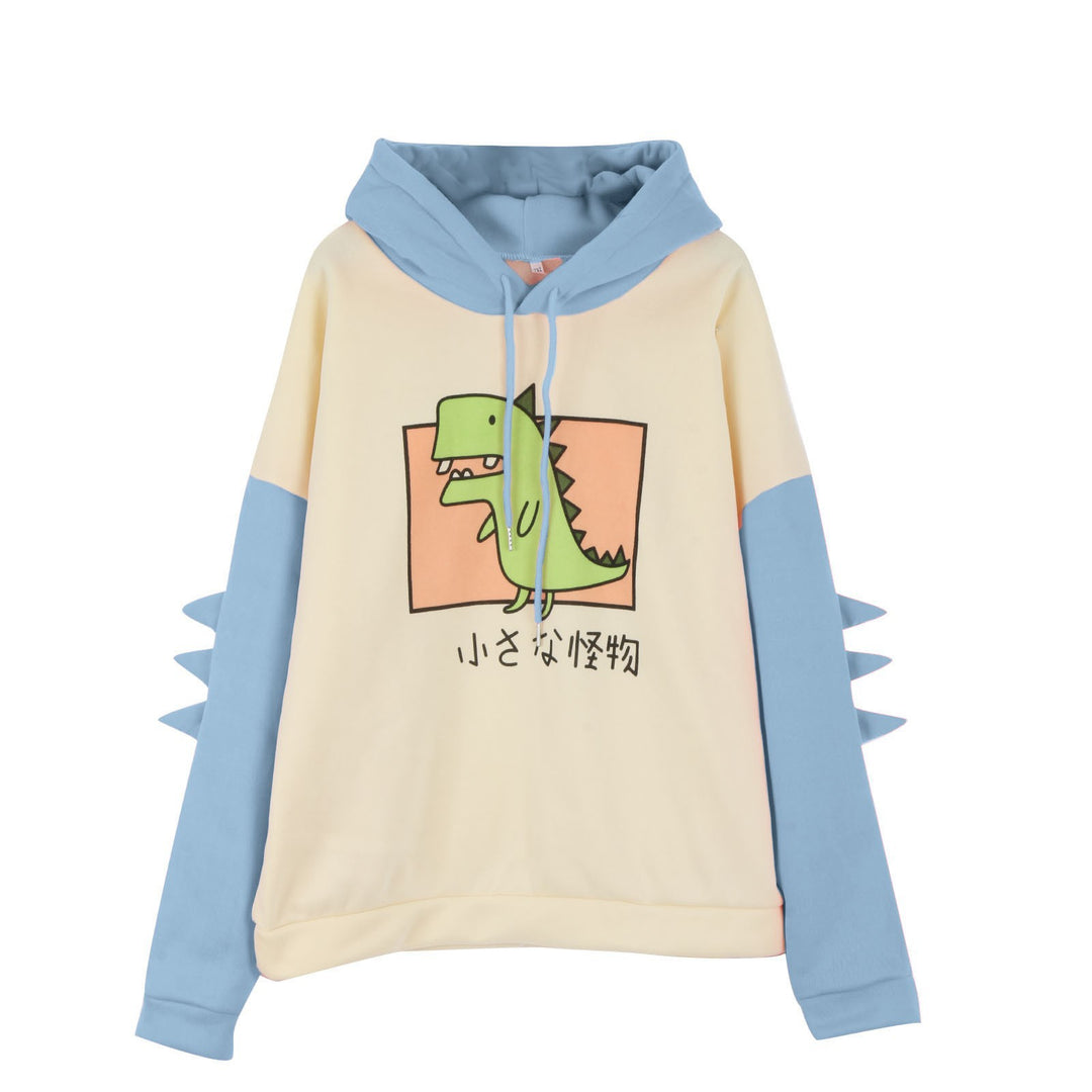 Damen nan Kapuzenpullover mit dreidimensionalen Rückendetails und niedlichem Dinosaurierprint Nord Taschen