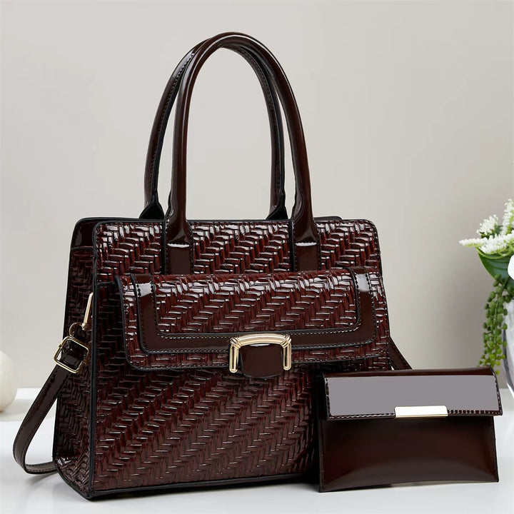 Damen elegante Handtasche mit strukturiertem Metallikdesign und abnehmbarer Clutch Nord Taschen