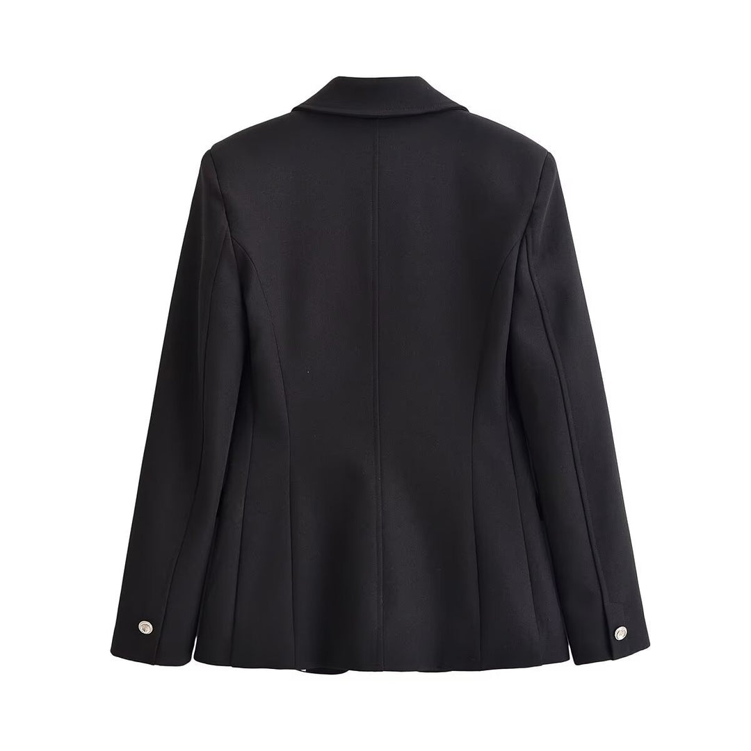 Damen Taillierter Ein-Knopf Business-Blazer mit Pattentaschen Nord Taschen