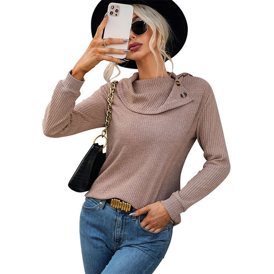 Damen Eleganter Pullover mit Schalkragen Nord Taschen