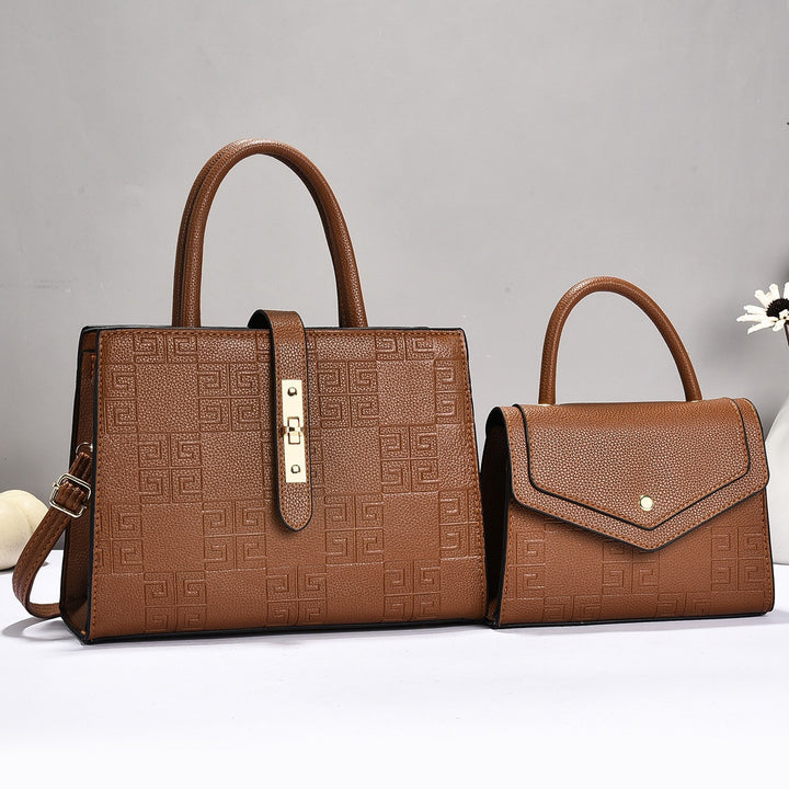 Damen Handtaschen-Set mit edler Prägung und abnehmbarer Clutch Nord Taschen