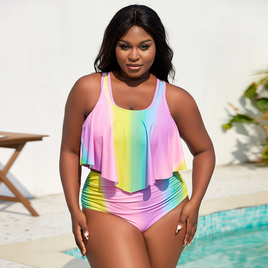Damen Tankini-Set mit fließendem Oberteil und hochgeschnittenen Shorts