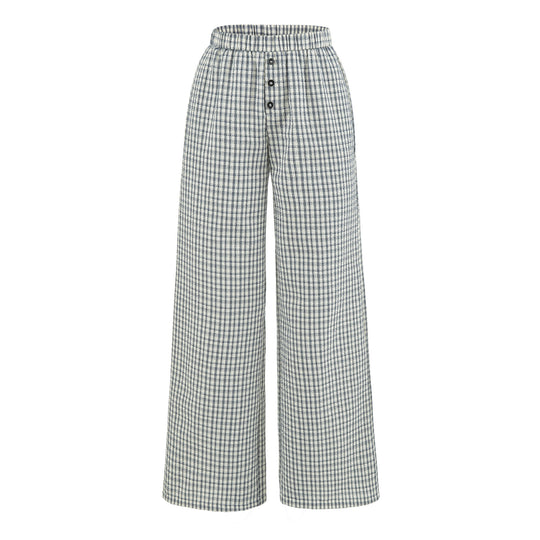 Damen Weite High-Waist Palazzo-Hose mit Gummibund und Knopfblende Nord Taschen