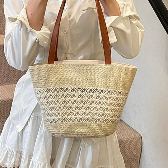 Damen Strandtasche mit dekorativen Spitzenakzenten Nord Taschen