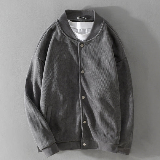 Herren Cord-Collegejacke mit Druckknopfleiste und Rippbündchen Nord Taschen