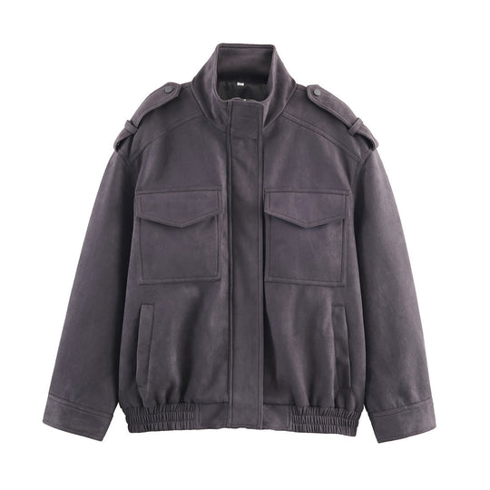Damen Utility-Fieldjacke mit Stehkragen, Epauletten und elastischem Saum Nord Taschen