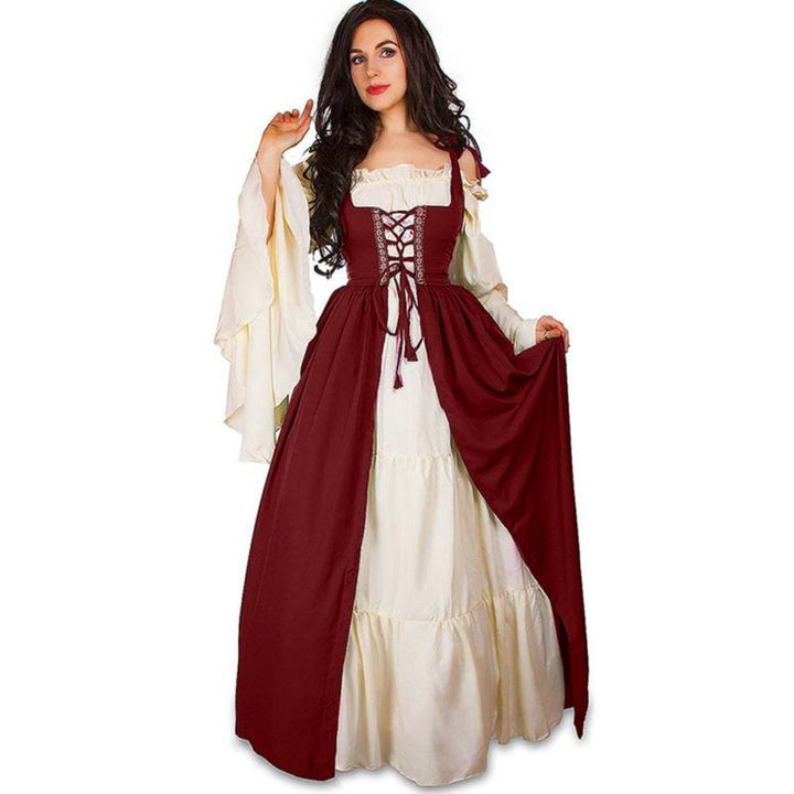 Damen historisches Kleid mit romantischem V-Ausschnitt und voluminösen Ärmeln