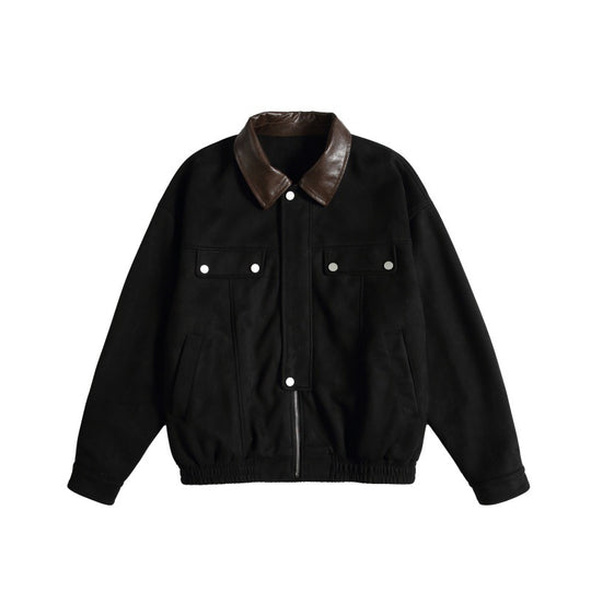 Damen Kurz geschnittene Boxy-Blousonjacke mit kontrastierendem Kunstlederkragen Nord Taschen