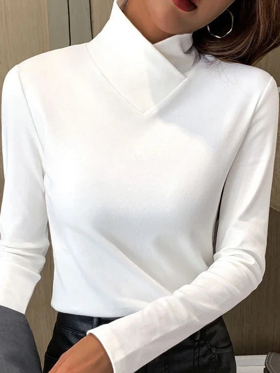 Bluse mit Asymmetrischem Kragen Langarm-design Elegant und Modern