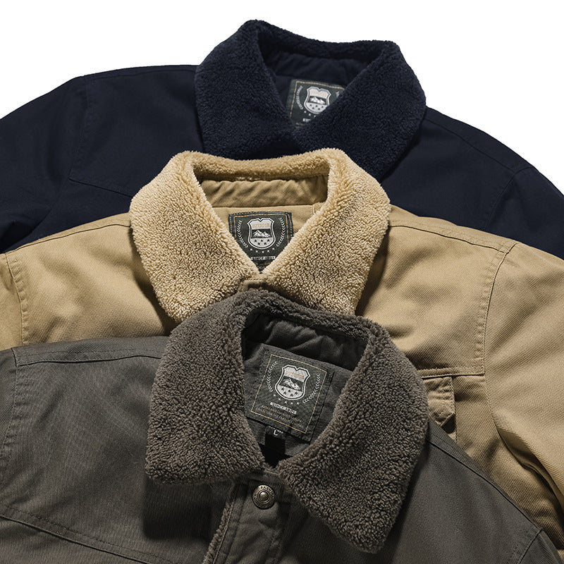 Herren Baumwoll-Canvas Feldjacke mit Teddyfutter und Utility-Taschen Nord Taschen