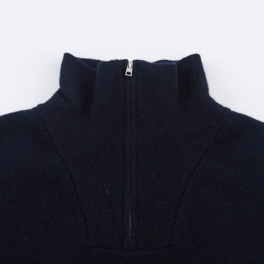 Damen Feinstrick-Pullover mit Stehkragen, halbem Reißverschluss und Reißverschlussärmeln Nord Taschen