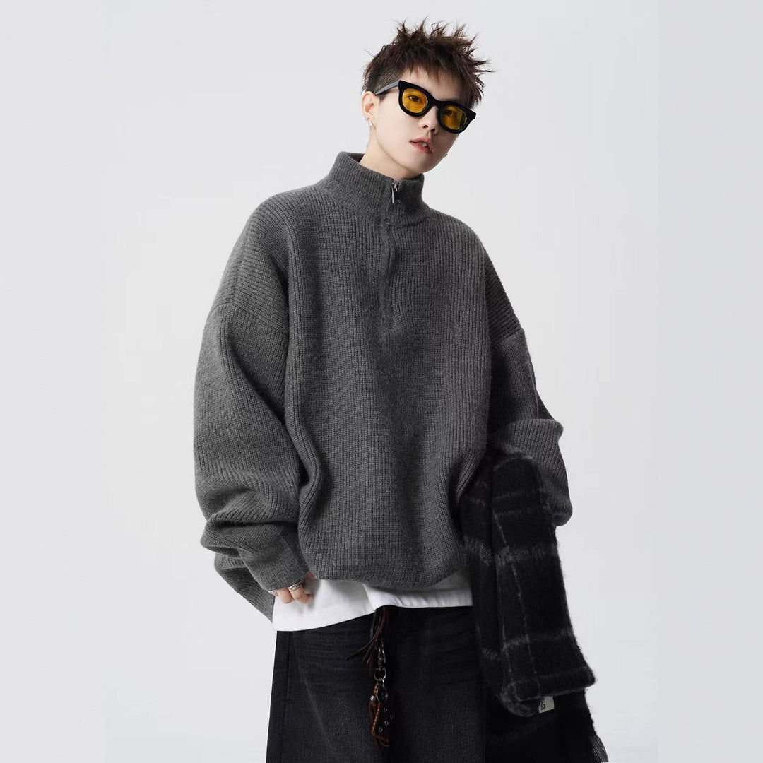 Damen Urbaner Oversized Pullover mit Stehkragen Nord Taschen