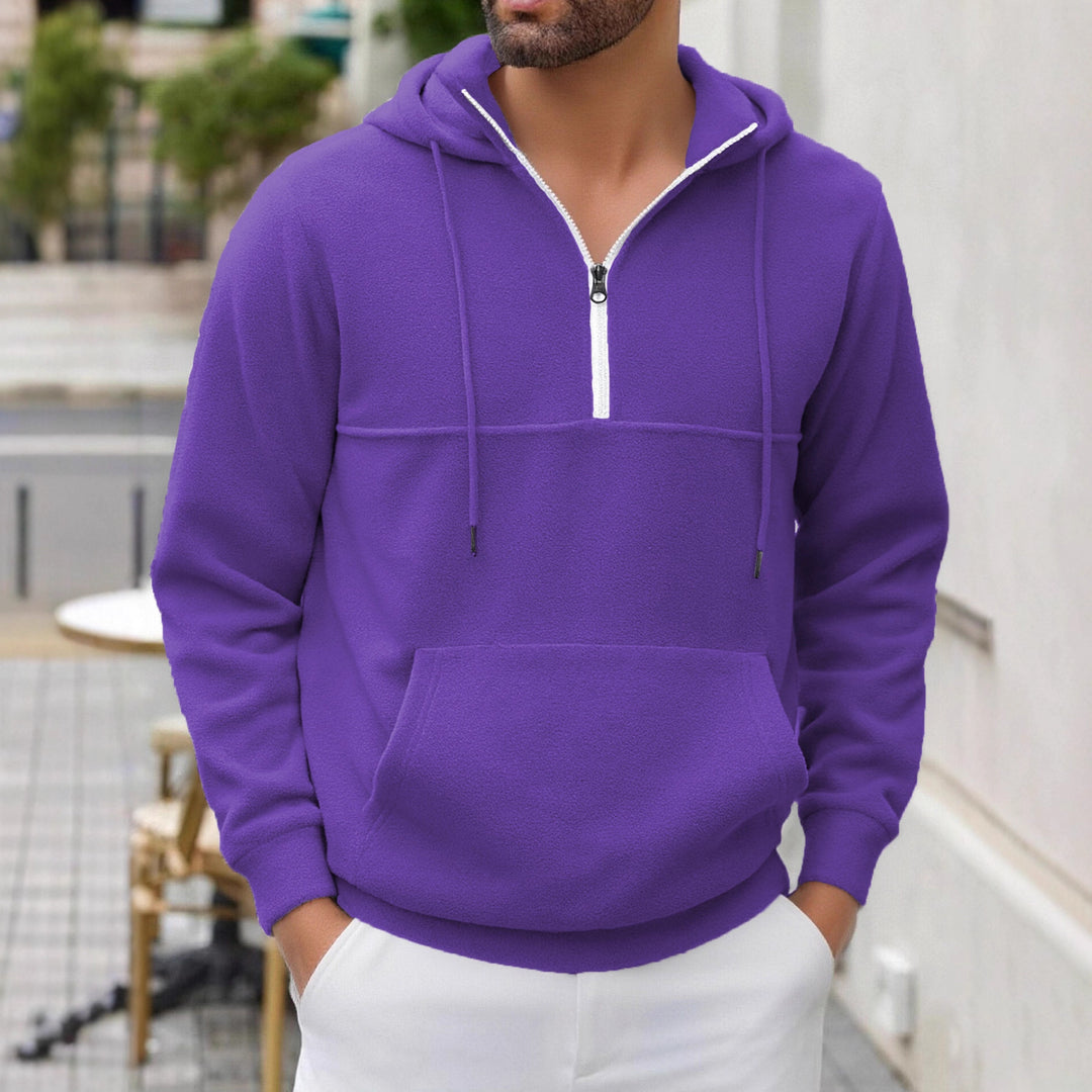 Herren Fleece-Halbzip-Hoodie mit Kängurutasche, halbem Reißverschluss und Kapuze Nord Taschen