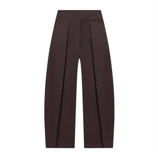 Damen Weite Plissée-Jerseyhose mit hoher Taille und Bügelfalte Nord Taschen