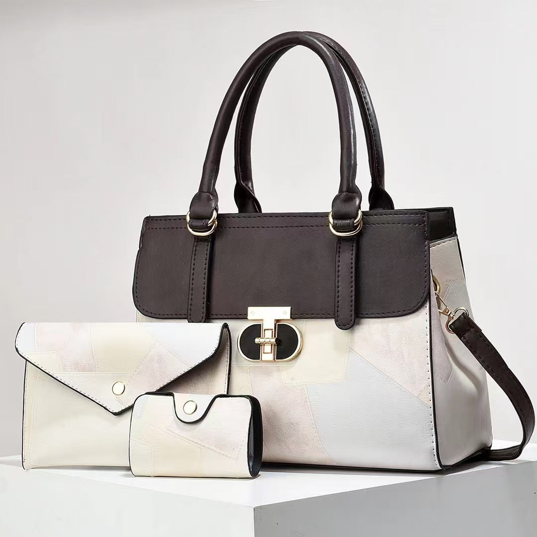 Damen Handtasche mit modischem Patchwork-Design und abnehmbaren Accessoires Nord Taschen
