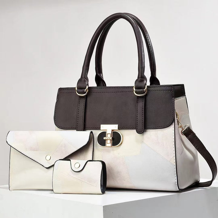 Damen Handtasche mit modischem Patchwork-Design und abnehmbaren Accessoires Nord Taschen