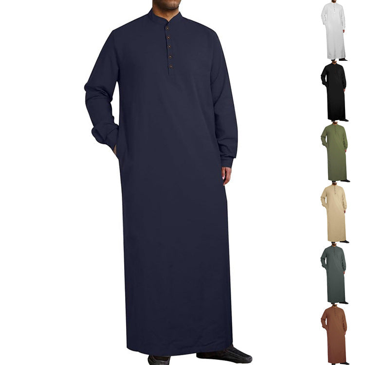 Herren moderner Kaftan mit Knopfleisten-Design und weichem Baumwollmaterial Nord Taschen