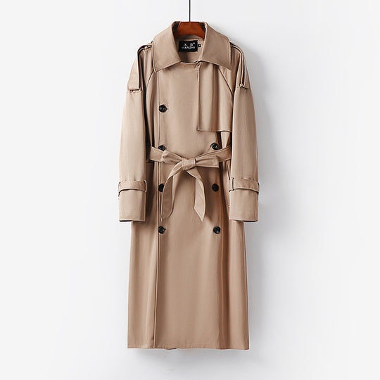 Herren Lang geschnittener Trenchcoat mit doppelter Knopfleiste und Sturmklappe Nord Taschen