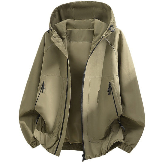 Herren Oversized Kapuzen‑Softshelljacke mit technischer Oberfläche und Kordelzugsaum Nord Taschen