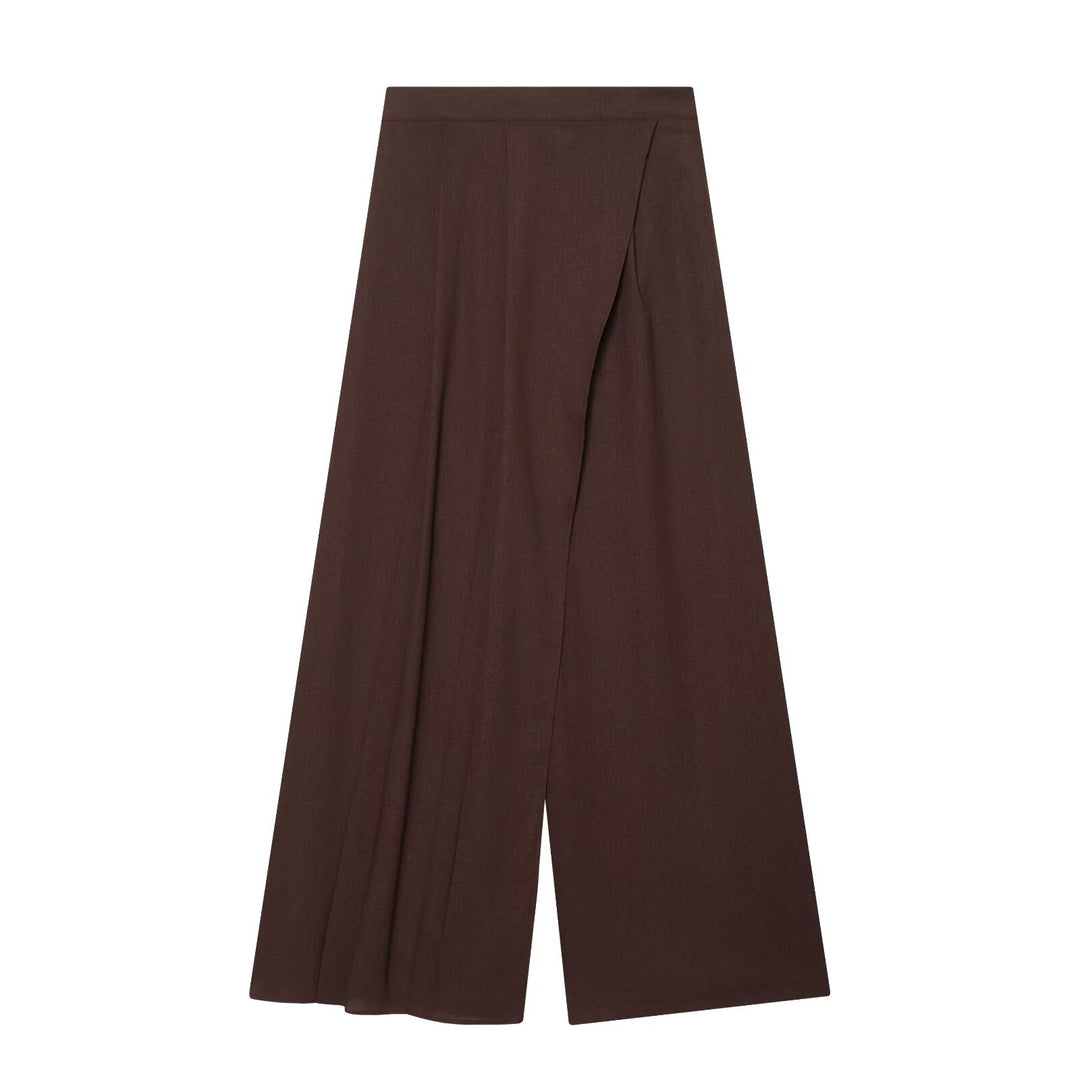 Damen Weite High-Waist Culotte mit Wickeloptik und ausgestelltem Bein Nord Taschen