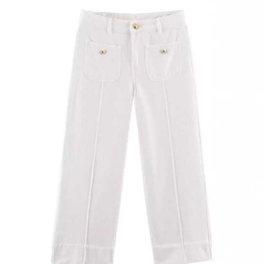 Damen Hochtaillierte Culotte-Hose mit weitem Bein und dekorativem Taillengürtel Nord Taschen