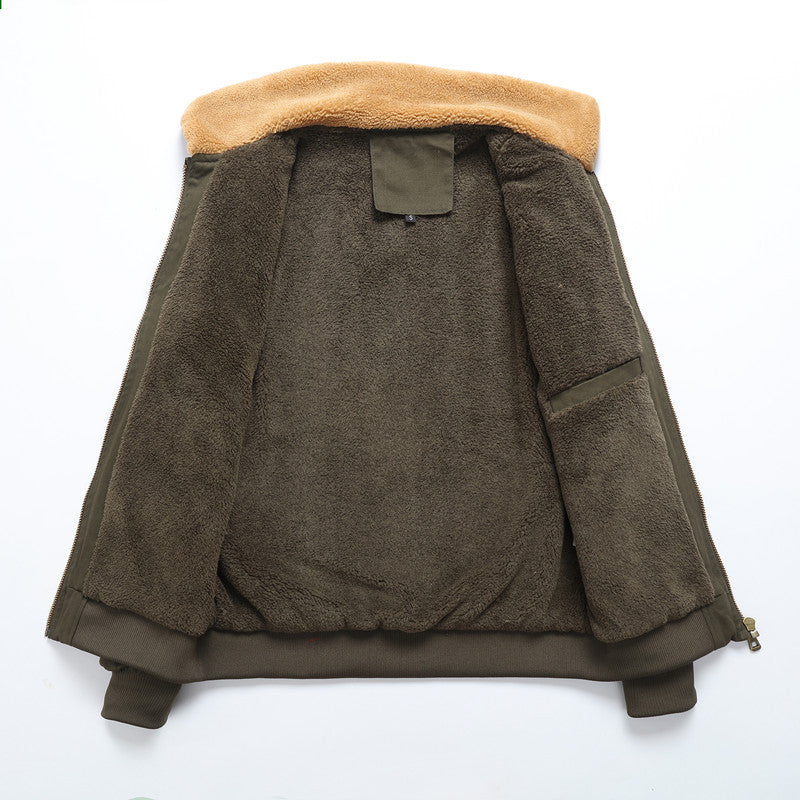 Herren Aviatorjacke mit Sherpa-Kragen, robustem Canvas und Mehrfachtaschen Nord Taschen
