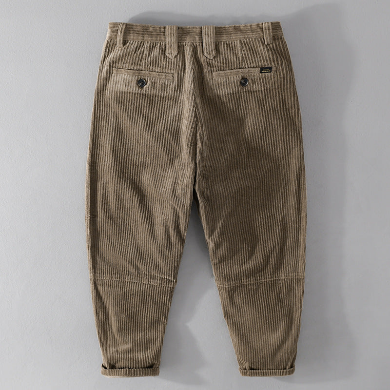 Herren Cordhose mit konischem Schnitt, hohem Bund, Karo-Innenbund und gekrempeltem Saum Nord Taschen
