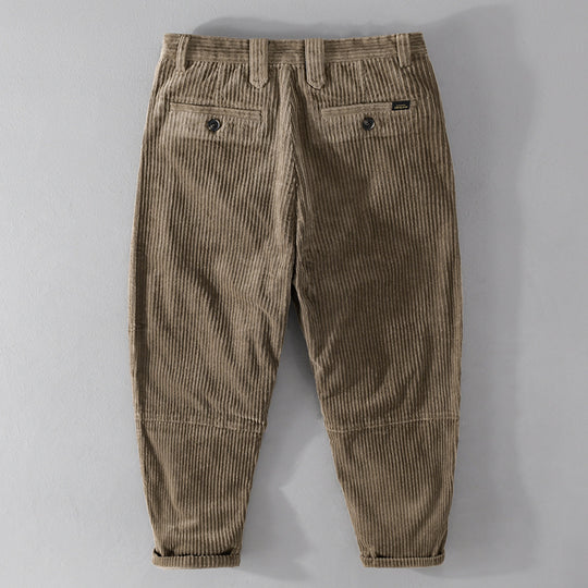 Herren Cordhose mit konischem Schnitt, hohem Bund, Karo-Innenbund und gekrempeltem Saum Nord Taschen