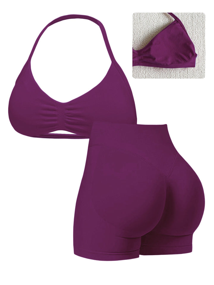 Damen Sport-Bikini-Oberteil mit hoch geschnittenen Shorts und nahtlosem Design