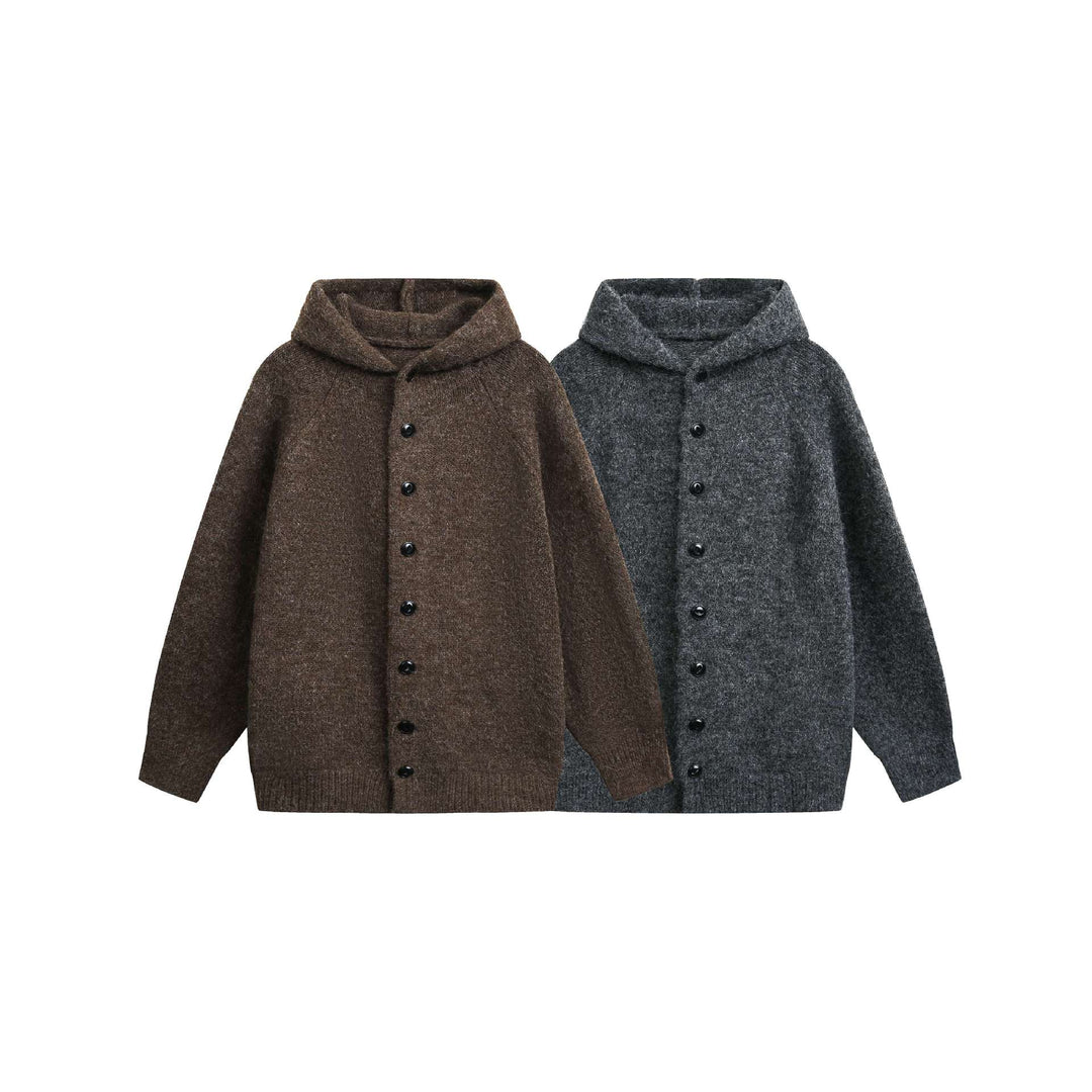 Damen Wollmix‑Cape‑Cardigan mit Kapuze, Knopfleiste und Raglanärmeln Nord Taschen