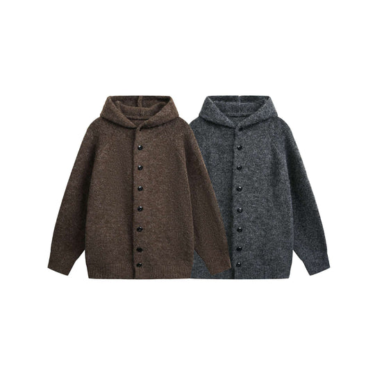Damen Wollmix‑Cape‑Cardigan mit Kapuze, Knopfleiste und Raglanärmeln Nord Taschen
