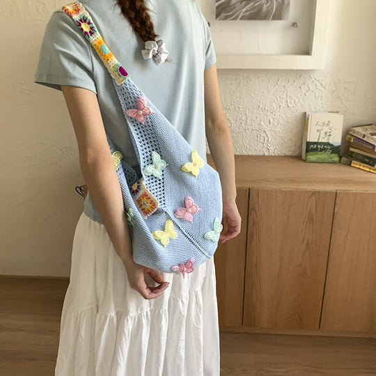 Damen Hobo-Tasche mit bunten Schmetterlings-Applikationen Nord Taschen
