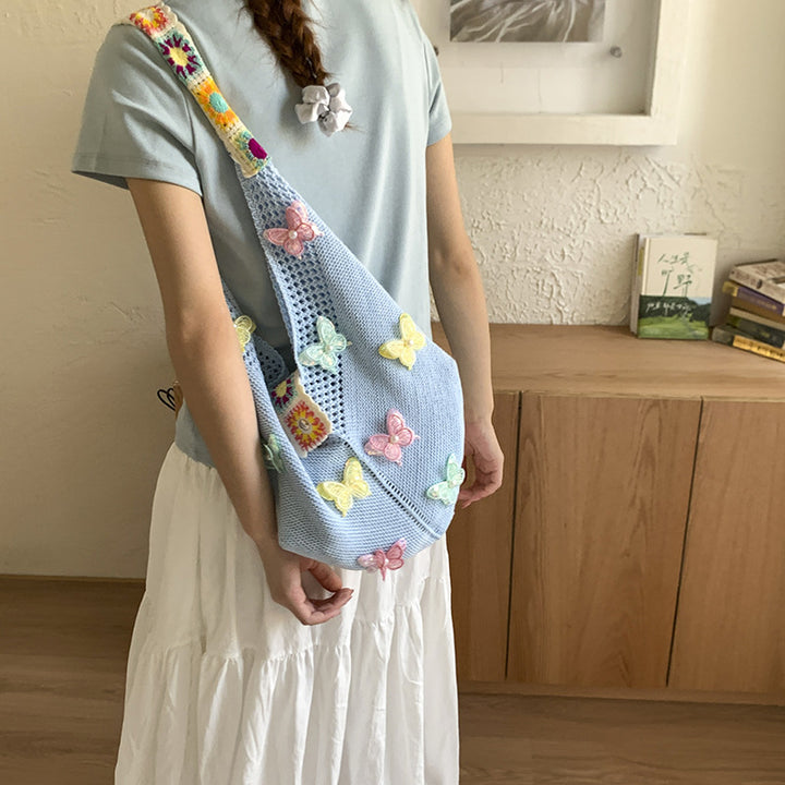 Damen Hobo-Tasche mit bunten Schmetterlings-Applikationen Nord Taschen