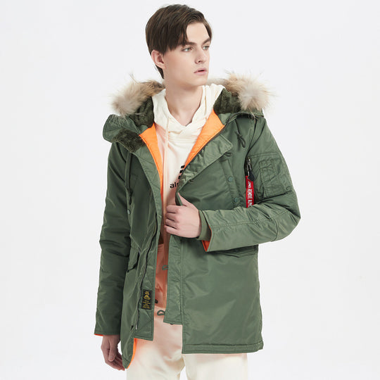 Herren Schwerer Thermo-Parka im Expeditionstil mit Kunstfellkapuze und Multifachtaschen Nord Taschen